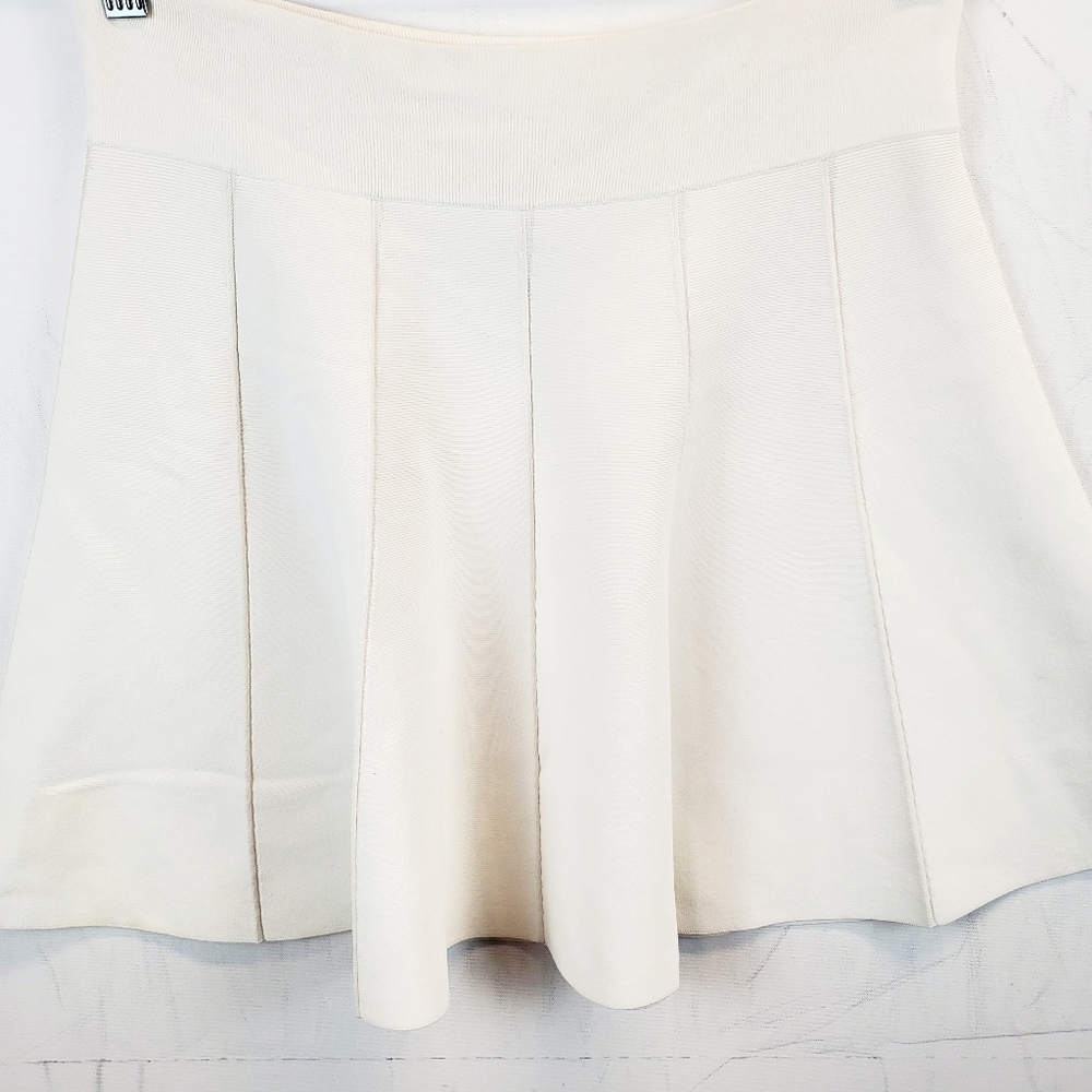 A.L.C. Knit Flared Skirt Mini White Flounce SZ M